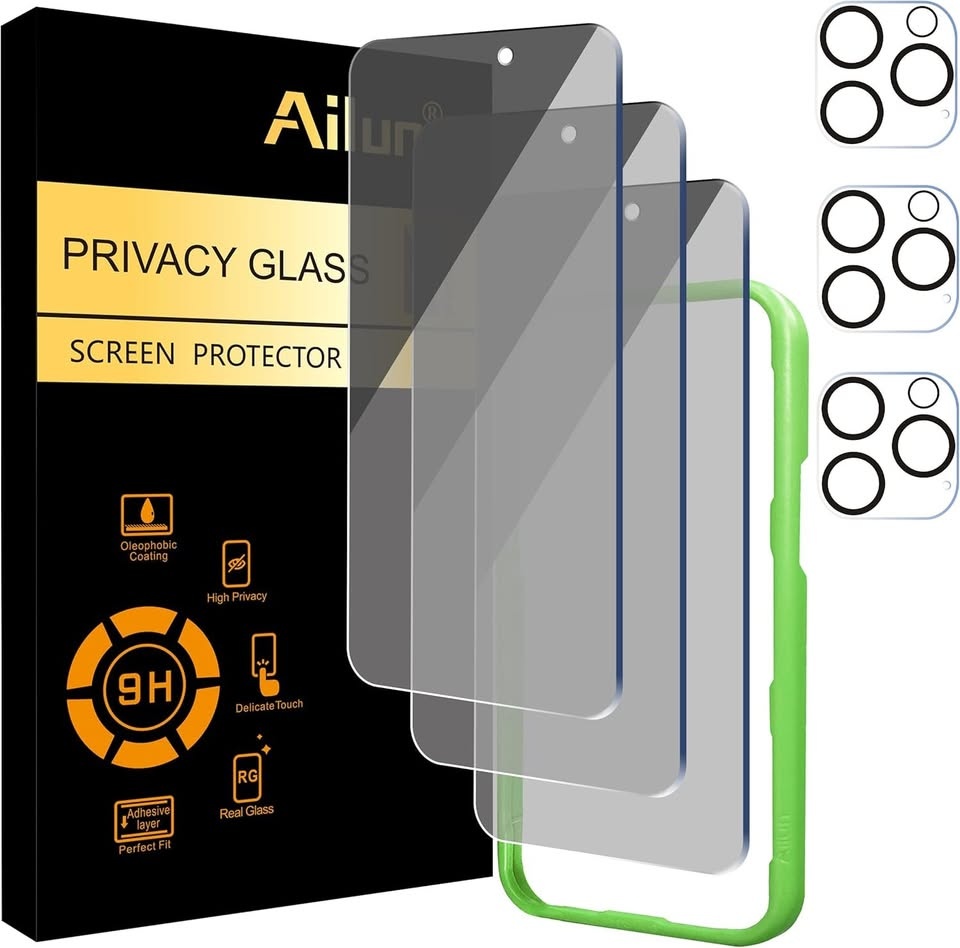 Privacy Screen Protector + Lens Protector (iPhone 16 Pro) 6pk