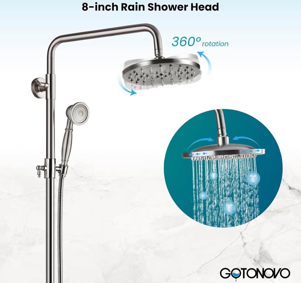 Gotonovo Exposed Shower Faucet Set - 8" Rainfall Head + Handheld - photo 5