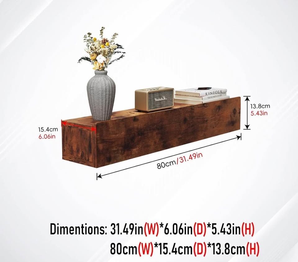 Solid Wood Floating Console Table - Rustic Brown - photo 2