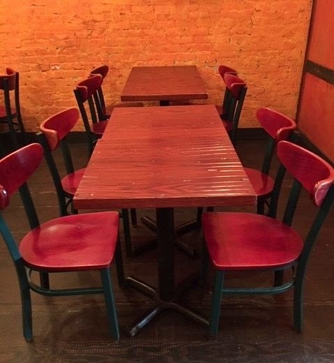 VINTAGE SOLID OAK TABLES. MATCHING CHAIRS AVAILABLE TOO! ONLY 3