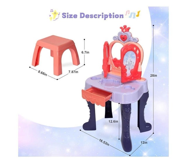 Kids Gesture-Sensing Vanity Table with Mirror and Stool - photo 3
