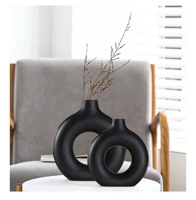 Black Donut Vase Set Brand New