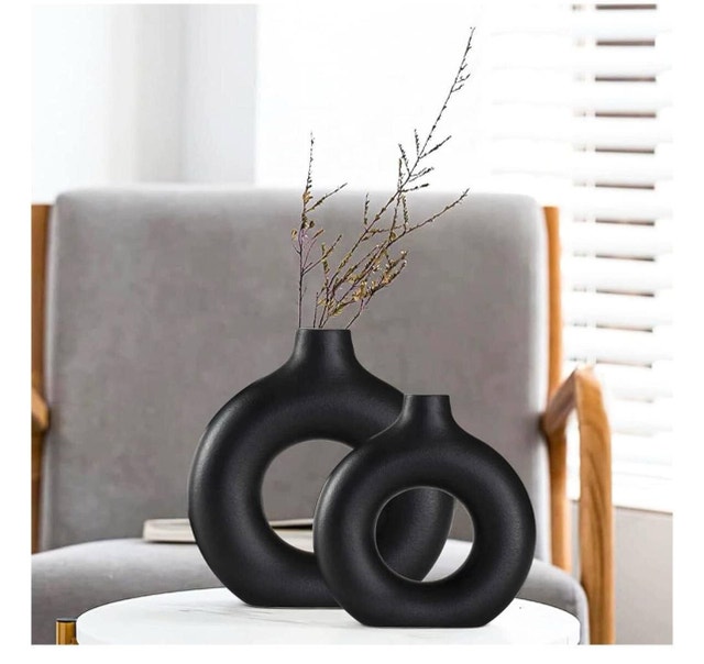 Black Donut Vase Set Brand New - photo 2