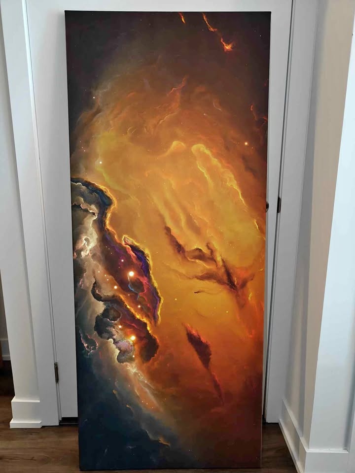 Orange Printed Canvas Space Art