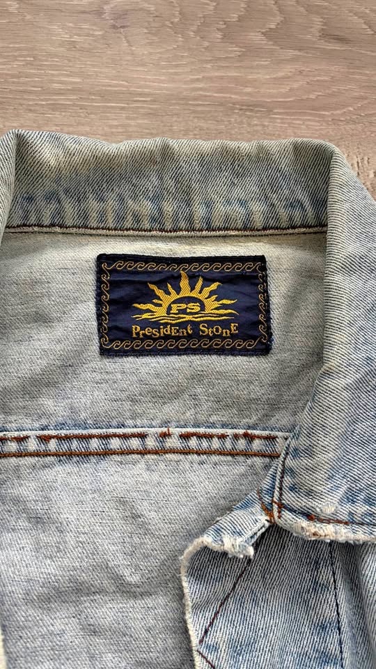 Vintage President Stone Light Wash Denim Jacket