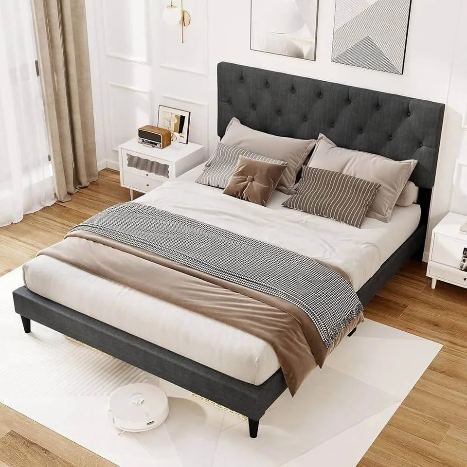Upholstered Strong Platform Bed Frame - All Sizes ▫️NEW▫️ image indicator(5)