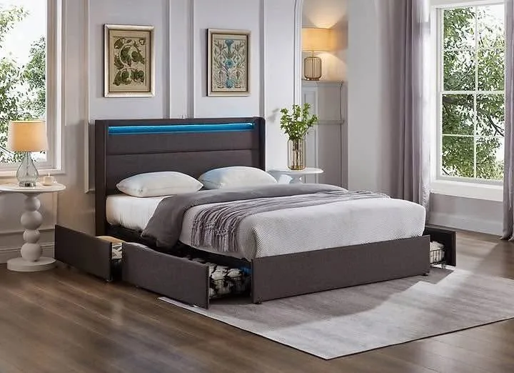 Upholstered Strong Platform Bed Frame - All Sizes ▫️NEW▫️ image indicator(6)