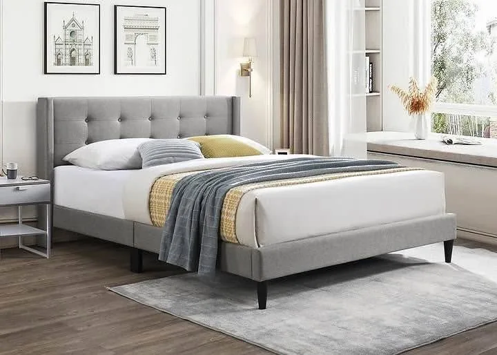 Upholstered Strong Platform Bed Frame - All Sizes ▫️NEW▫️ image indicator(7)