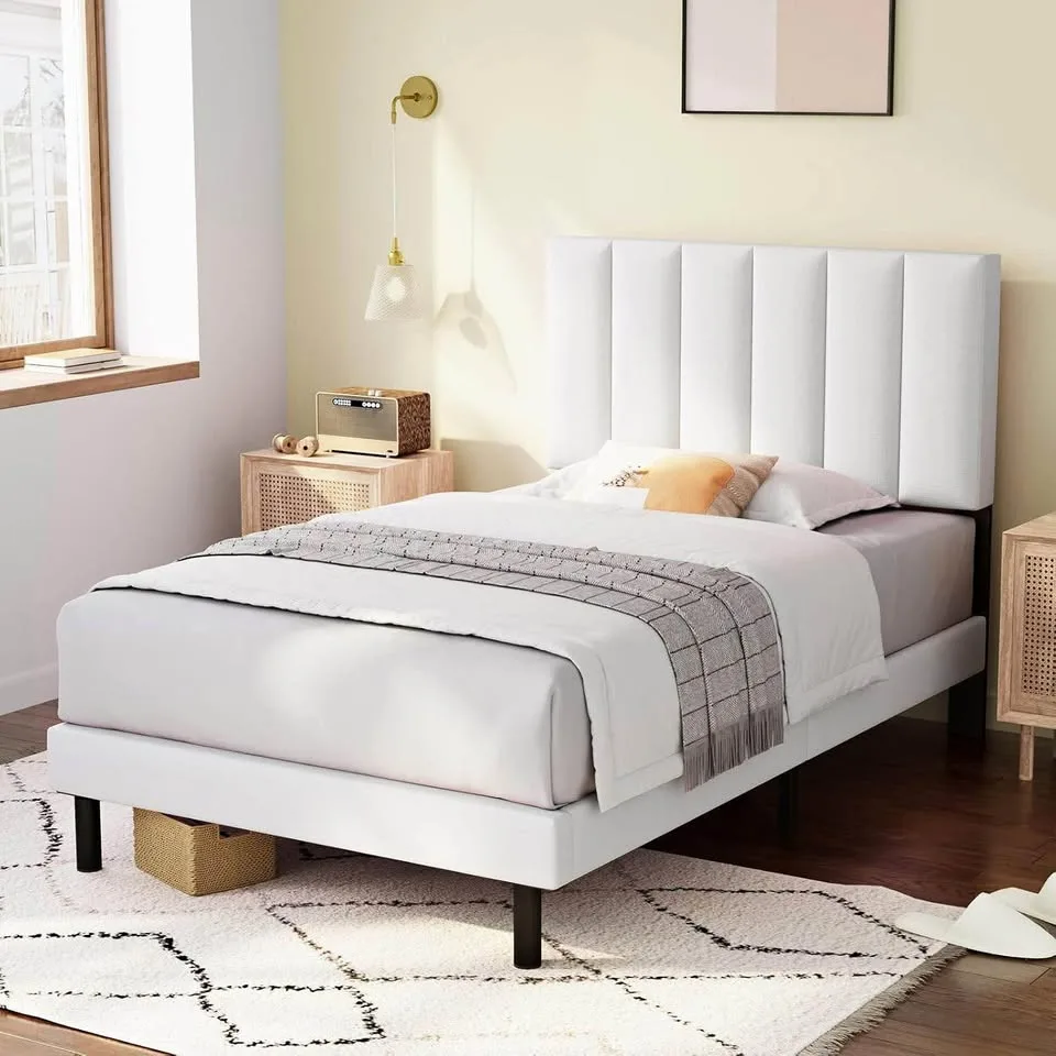 Twin/Single White Upholstered Platform Bed Frame ▫️BRAND NEW▫️ thumbnail
