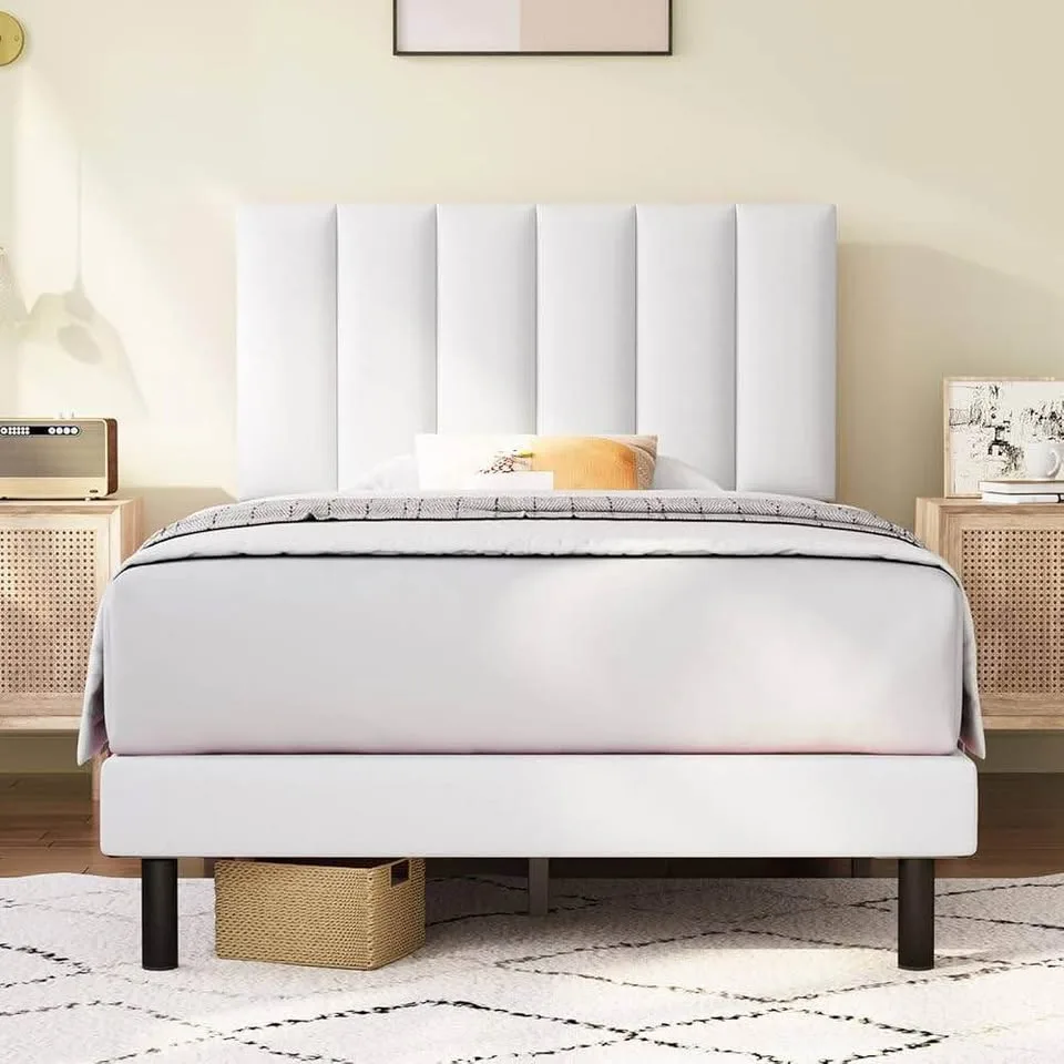 Twin/Single White Upholstered Platform Bed Frame ▫️BRAND NEW▫️ image indicator(4)
