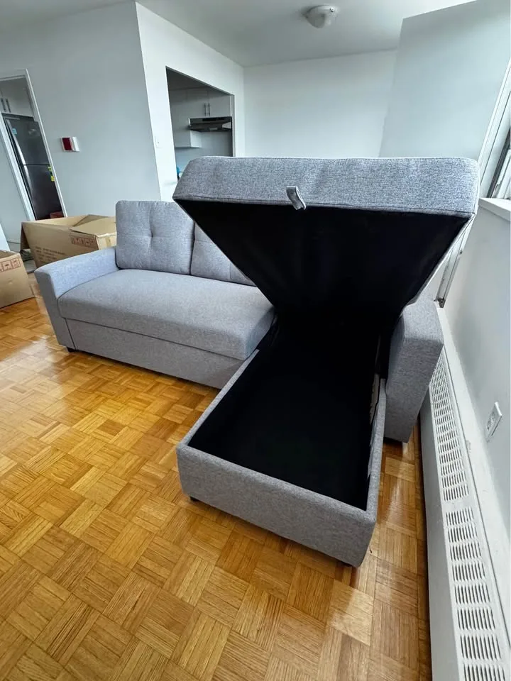 Grey Fabric Sectional Sofa Bed w/ Storage BRAND NEW image indicator(2)