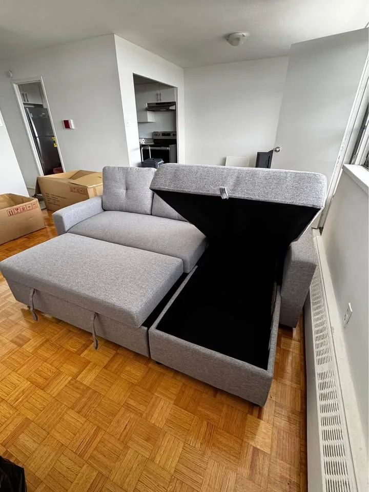 Grey Fabric Sectional Sofa Bed w/ Storage BRAND NEW image indicator(5)