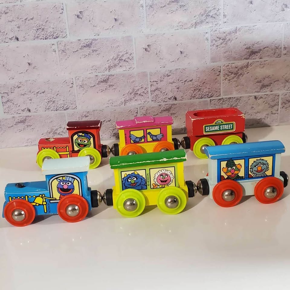 Vintage Sesame Street Wood Train Set with Extras - photo 2