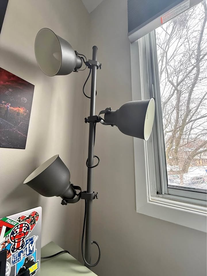 Ikea Hektar floor lamp with 3 spotlights - dark grey