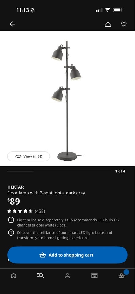 Ikea Hektar floor lamp with 3 spotlights - dark grey - photo 5