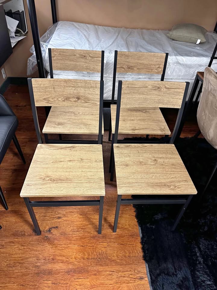 Wood and Metal Dining Table Chairs x 4 ▫️NEW ASSEMBLED▫️