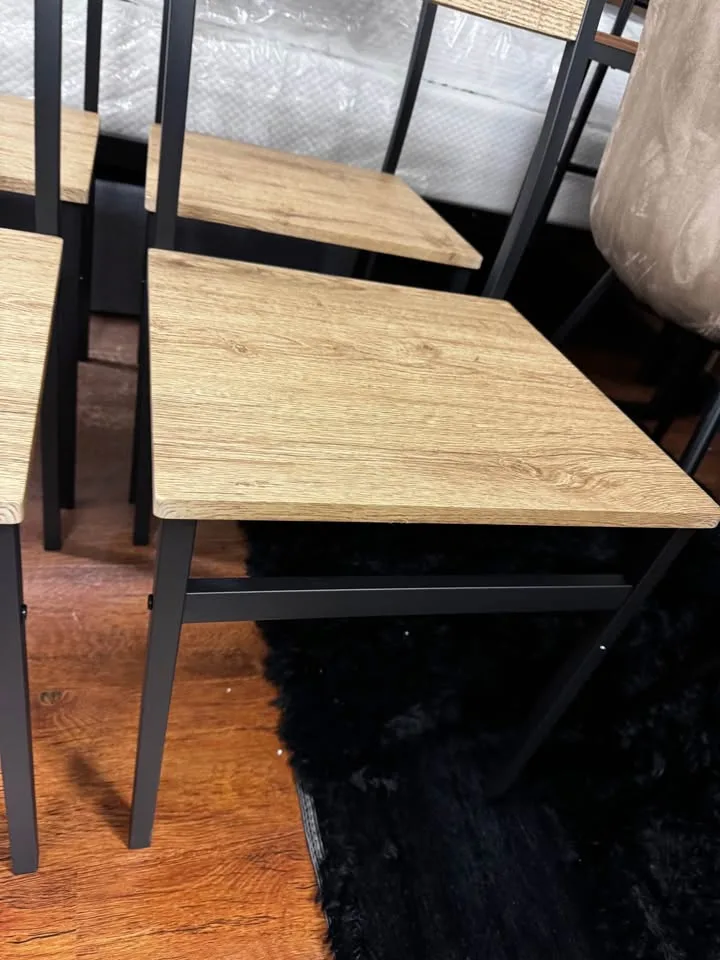 Wood and Metal Dining Table Chairs x 4 ▫️NEW ASSEMBLED▫️ image indicator(3)