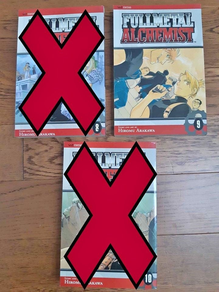 Fullmetal Alchemist Manga vol 8, 9, & 10