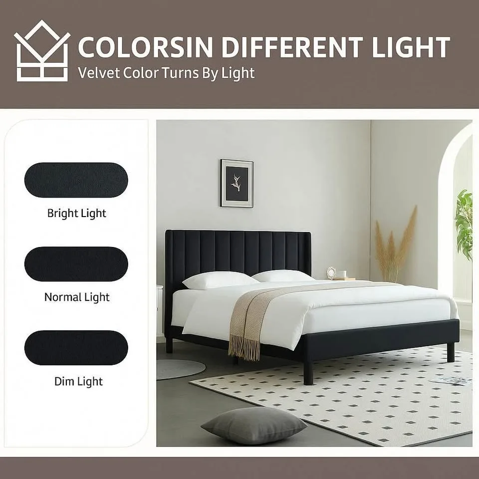 Queen Velvet Bed - BRAND NEW image indicator(3)