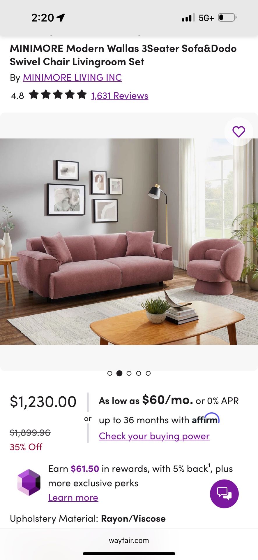 New Sofa - Color Old Rosa