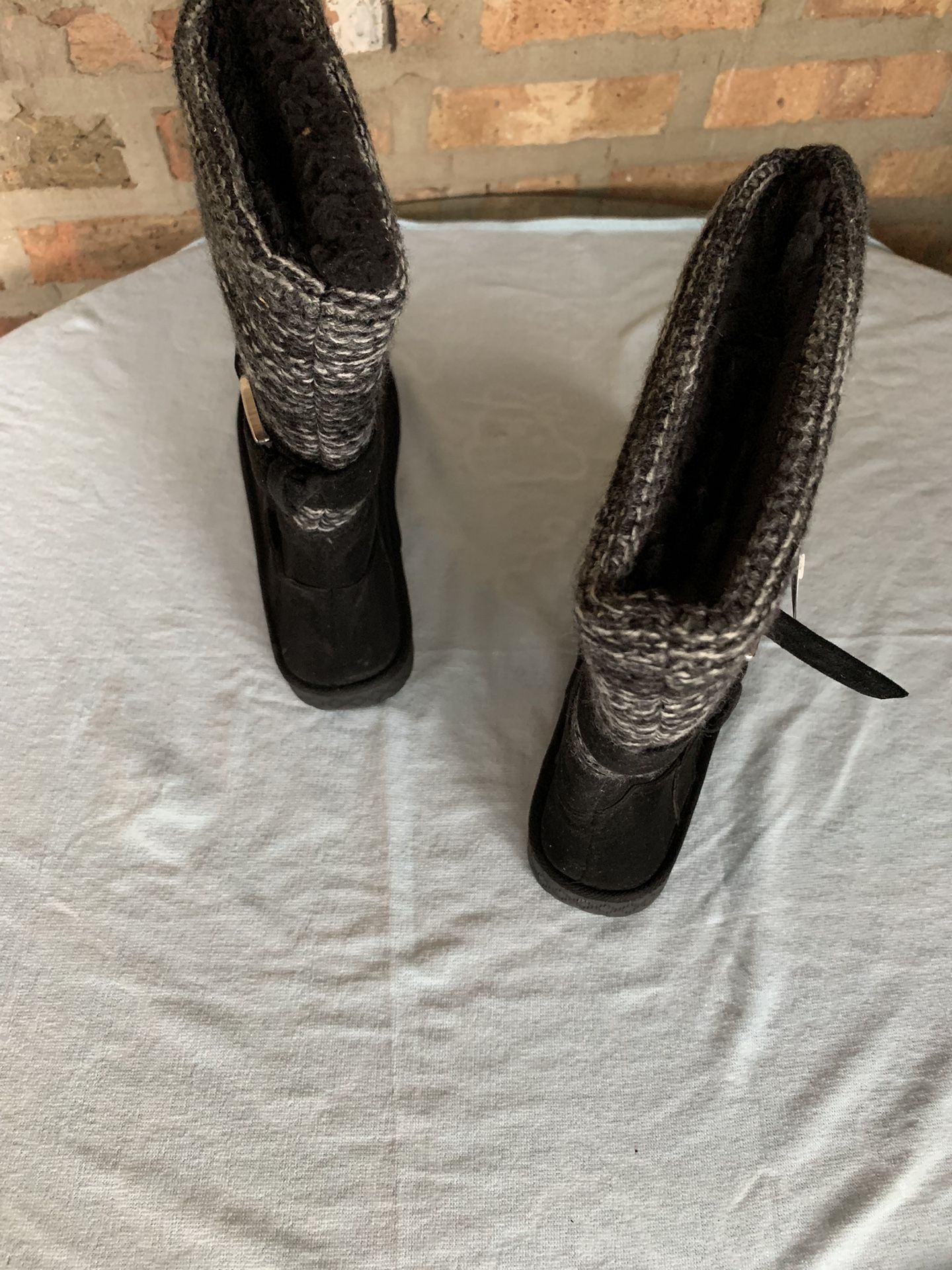New Muk Luks Cozy Up Knit Boots - Black & Grey - Size 8 - photo 5