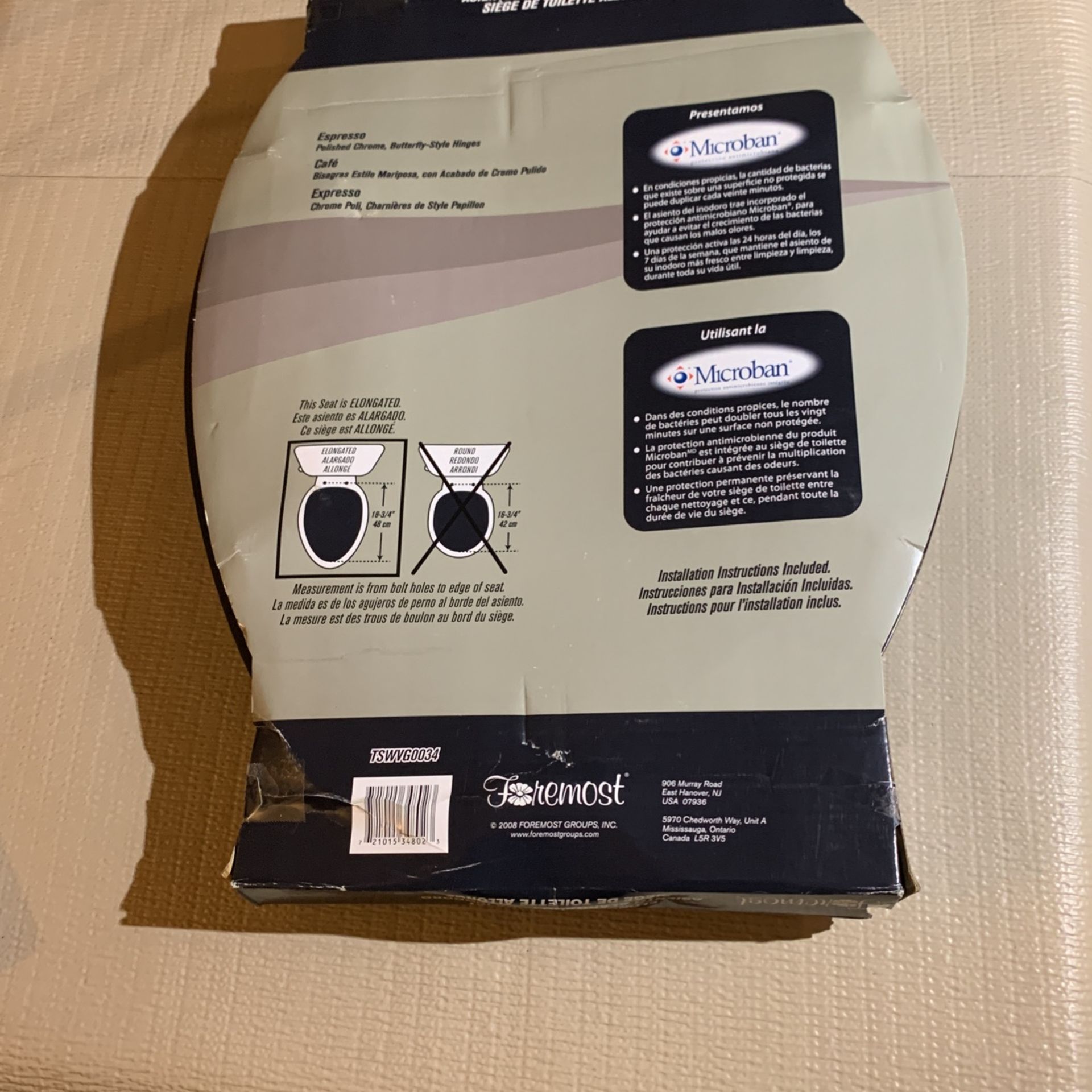 Foremost Elongated Brown Espresso Toilet Seat - Open Box