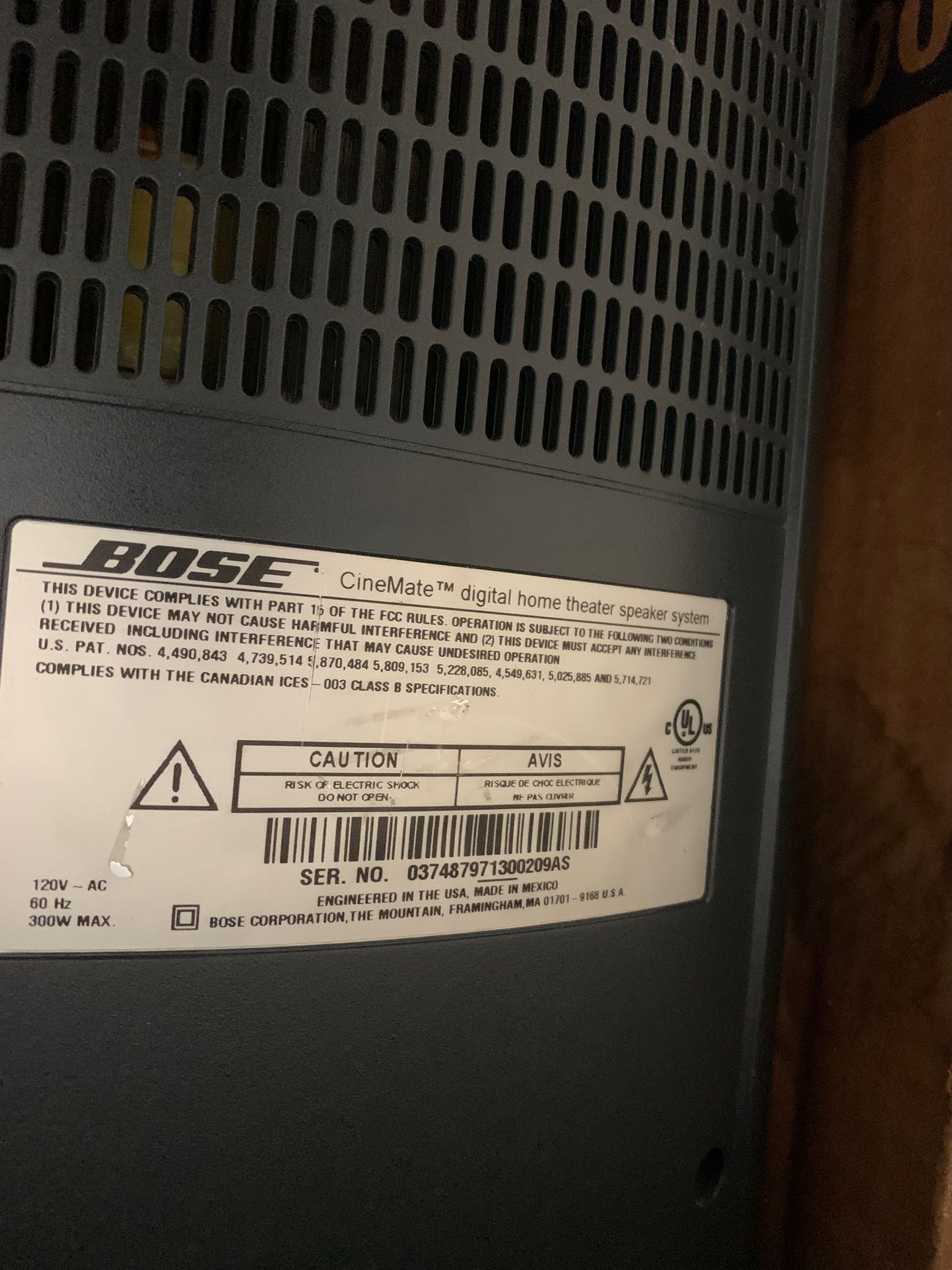 Bose Cinemate Digital Home Theater Subwoofer