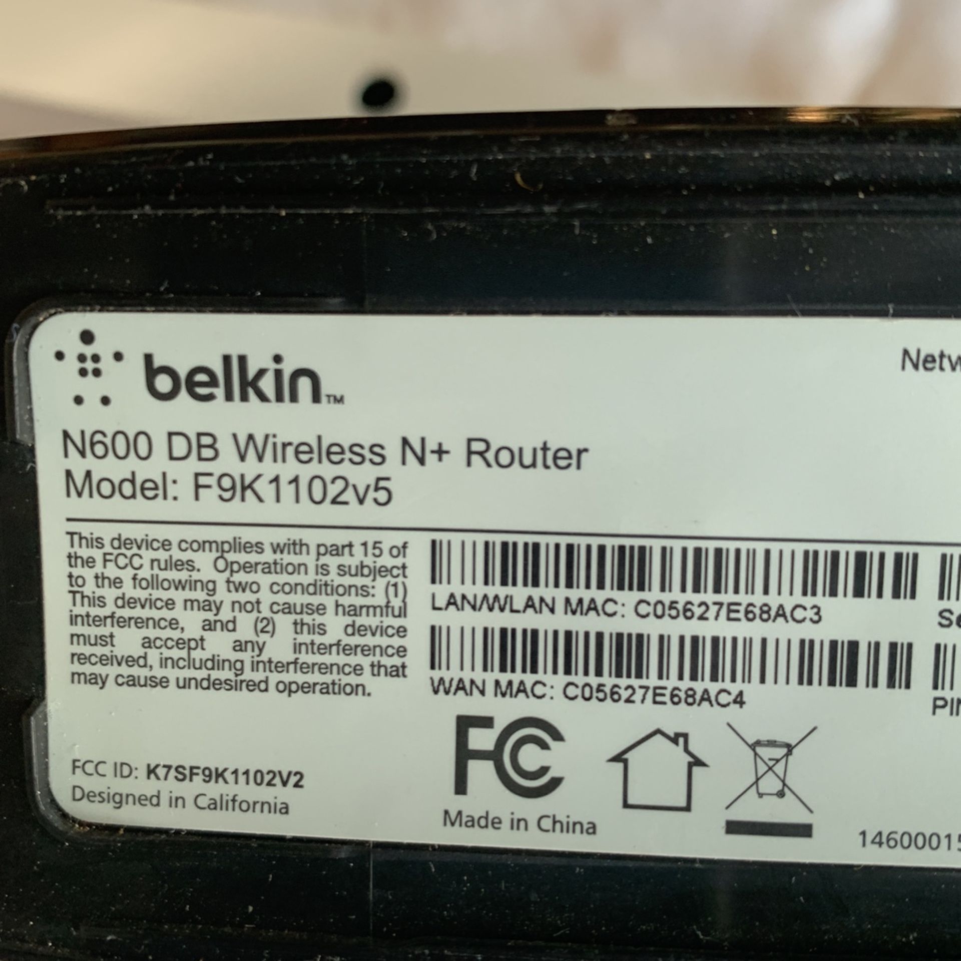 Belkin N600 DB Wireless N+ Router Model F9K1102v5 - photo 4