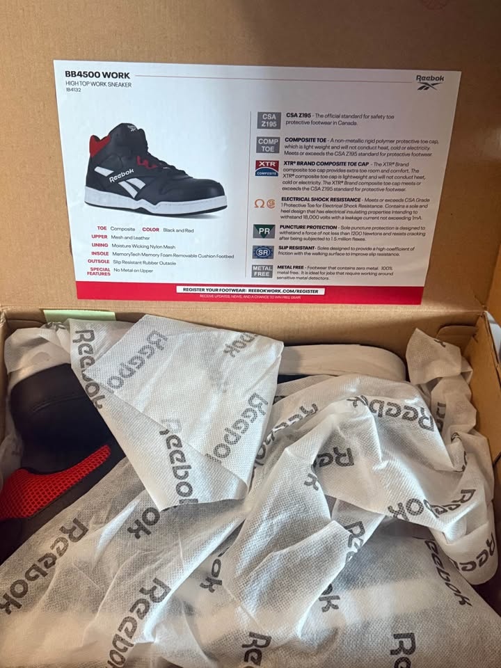 Reebok BB4500 Work High Top Safety Shoes Black Red - photo 3