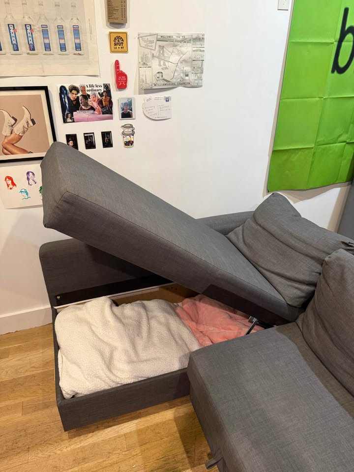 Gray L-Shaped Couch with Storage - photo 3