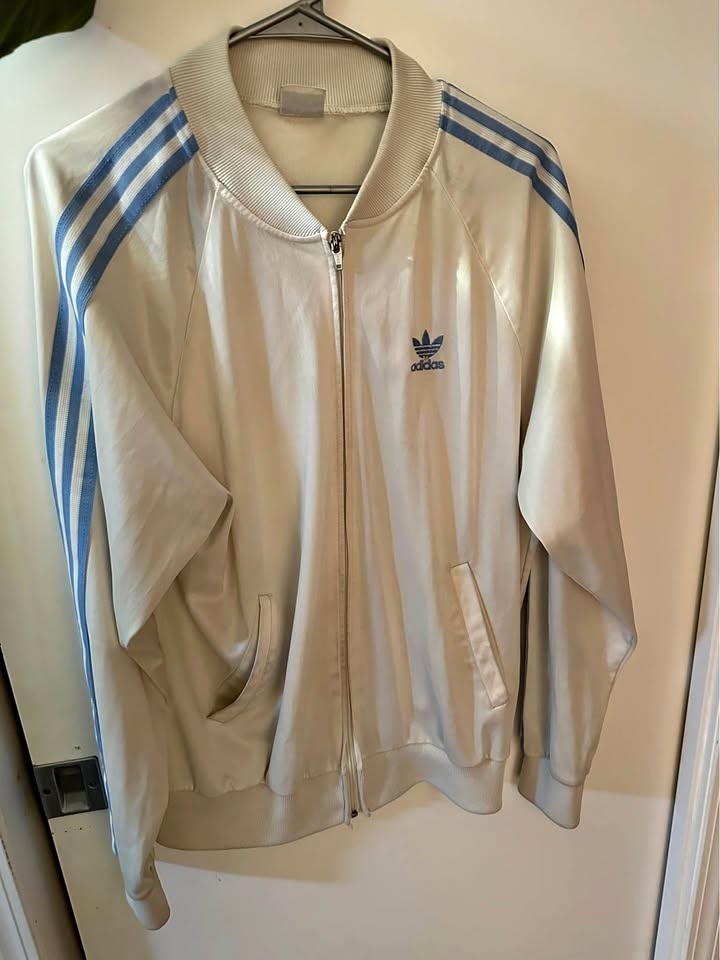 Adidas White Zip Up Jacket - Size Medium