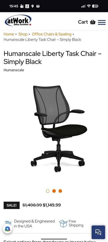 Humanscale Liberty Task Chair Black Office Chair