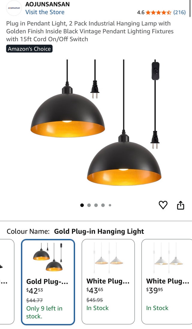 AOJUNSANSAN Pendant Light (2 Pack)