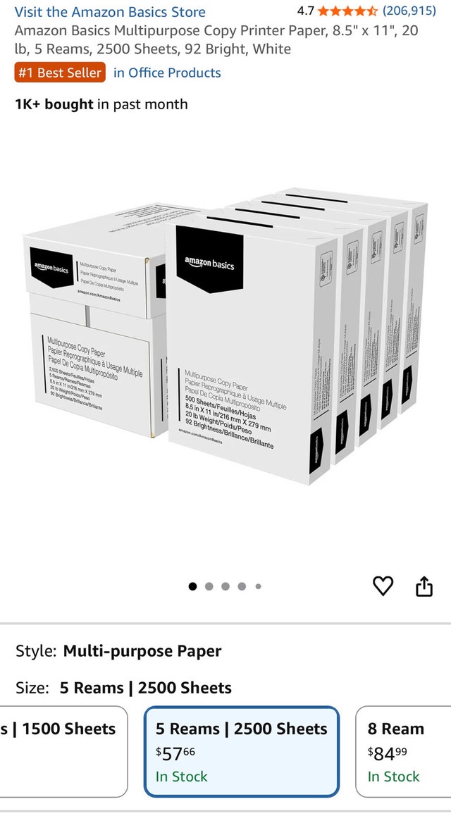 Amazon Basics Copy Paper 2500 Sheets - photo 3