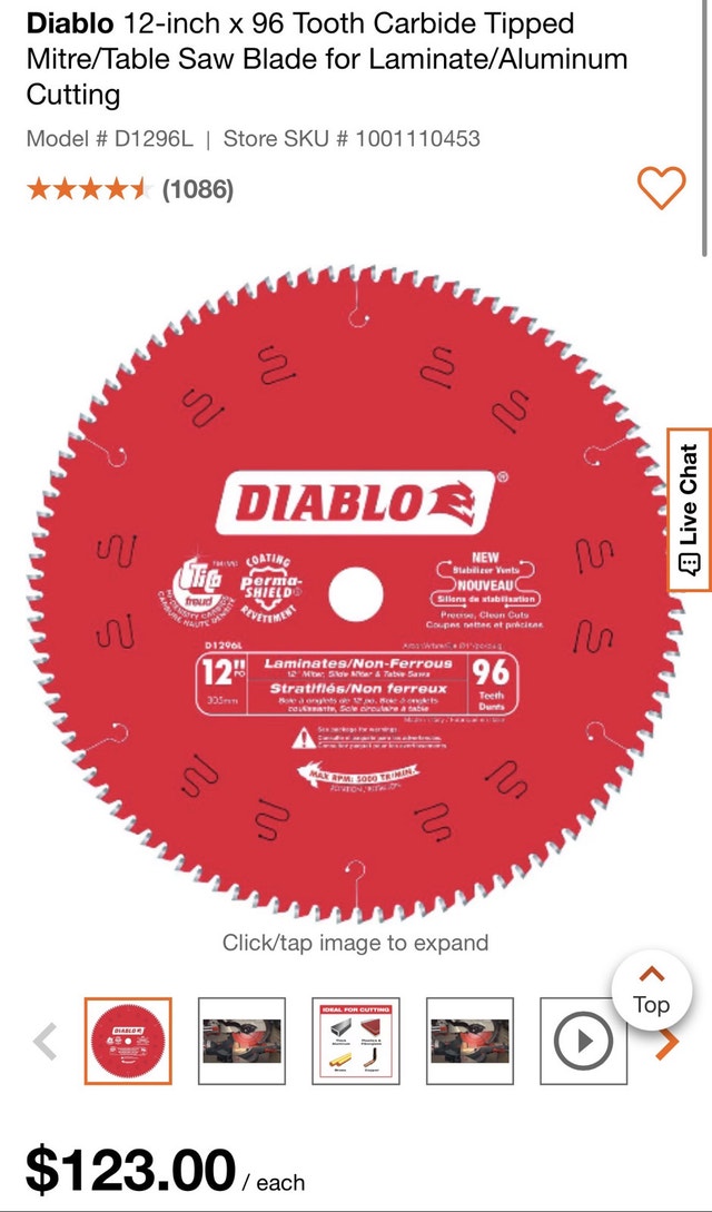 Diablo 12" x 96T Carbide Saw Blade for Laminate/Aluminum - photo 2