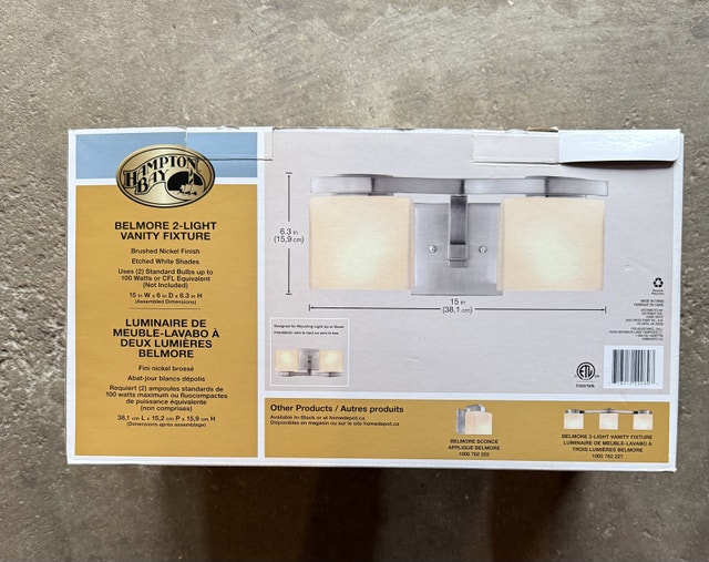 Hampton Bay 2-Light Brushed Nickel Vanity Light