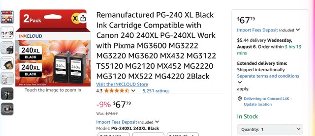 INKCLOUD PG-240 XL Black Ink Cartridge - photo 3