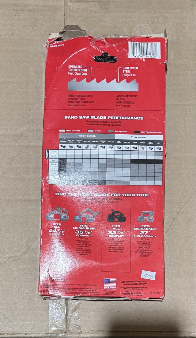 Milwaukee Band Saw Blade 48-39-0579 - photo 2