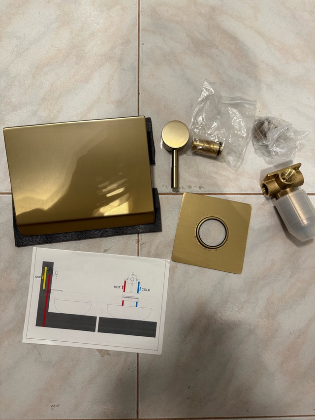 BWE Wall Mounted Waterfall Bathroom Faucet - Brushed Gold - photo 3