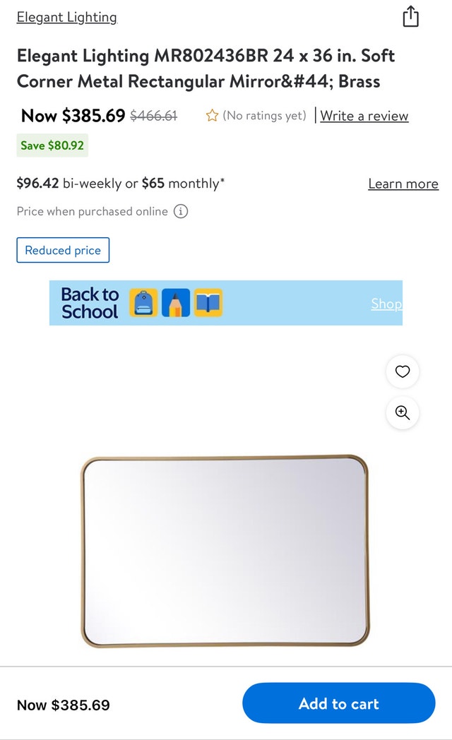 Elegant Lighting Mirror 24x36 Brass - photo 3