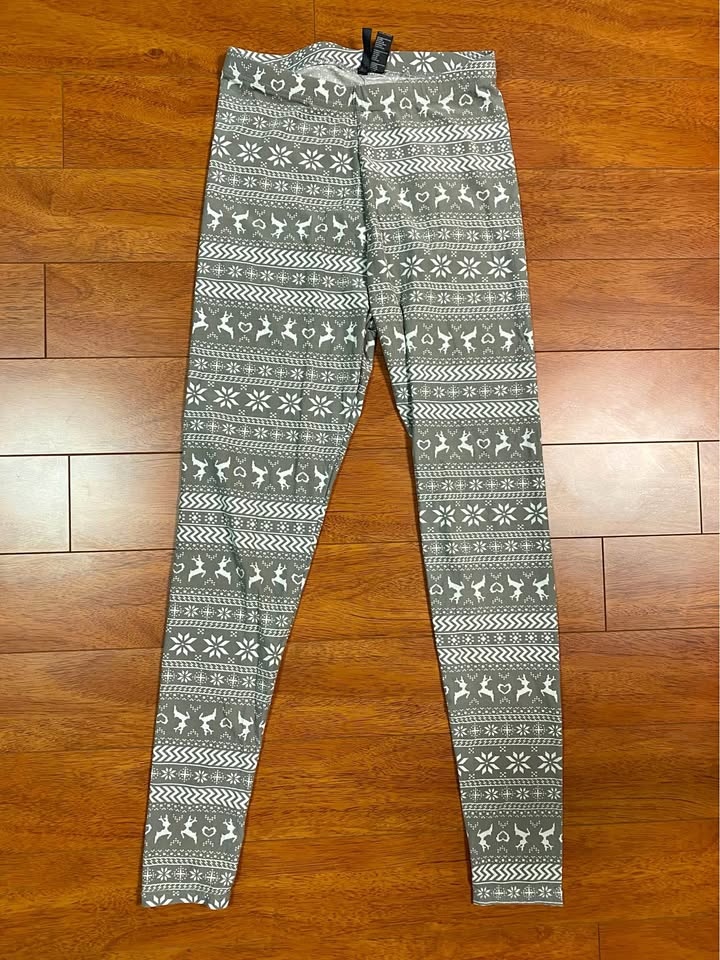 Grey Nordic Print Leggings M