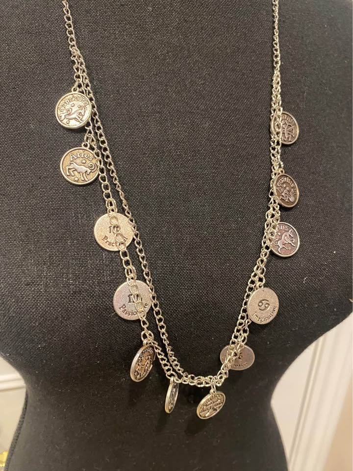 NEW Silver Zodiac Coin Charm Necklace/Waistchain - photo 2