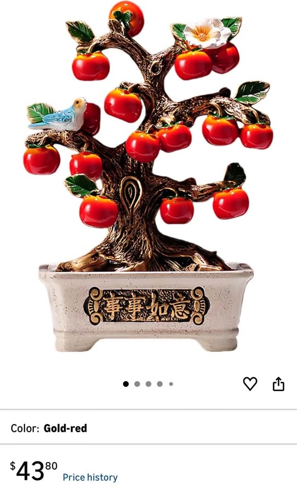 11.9" Persimmon Tree Statue (Gold-Red)