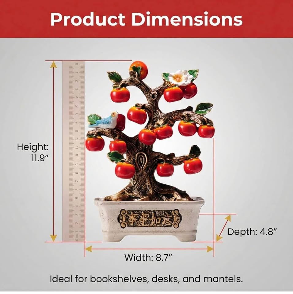 11.9" Persimmon Tree Statue (Gold-Red) - photo 3