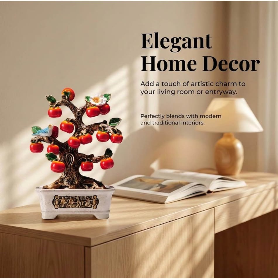 11.9" Persimmon Tree Statue (Gold-Red) - photo 5