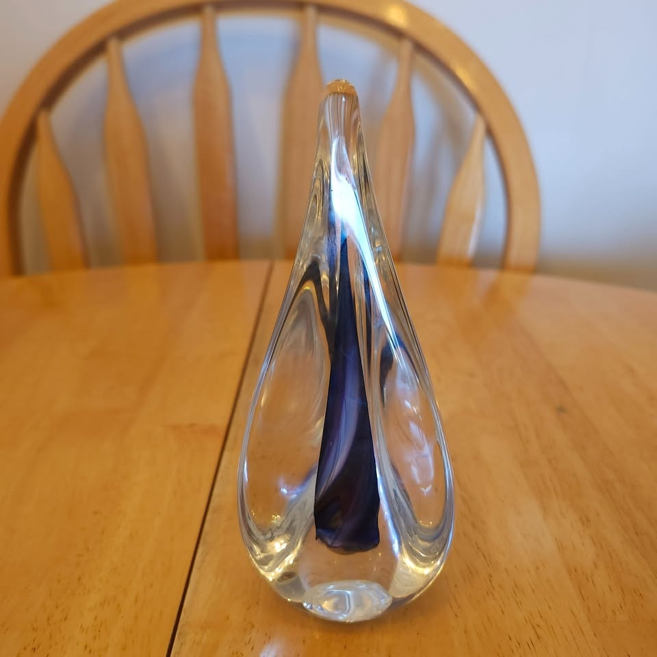 Hand Blown Art Glass Raindrop Paperweight, Signed - photo 2