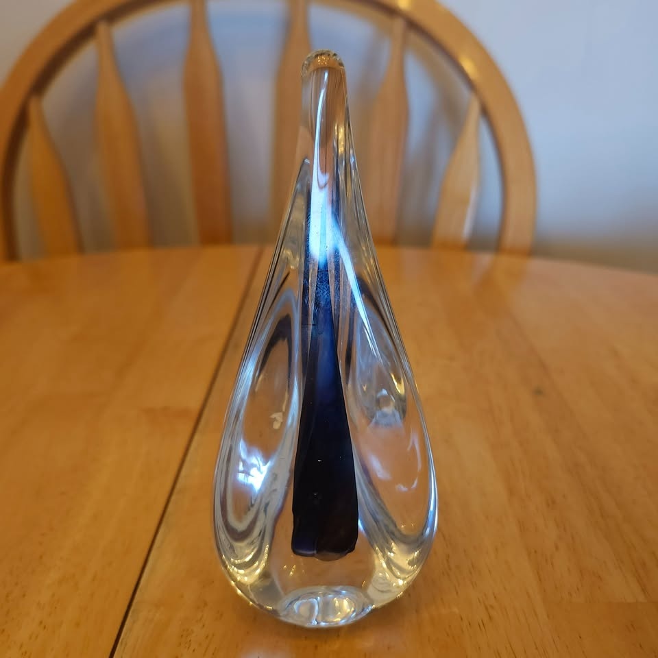 Hand Blown Art Glass Raindrop Paperweight, Signed - photo 3