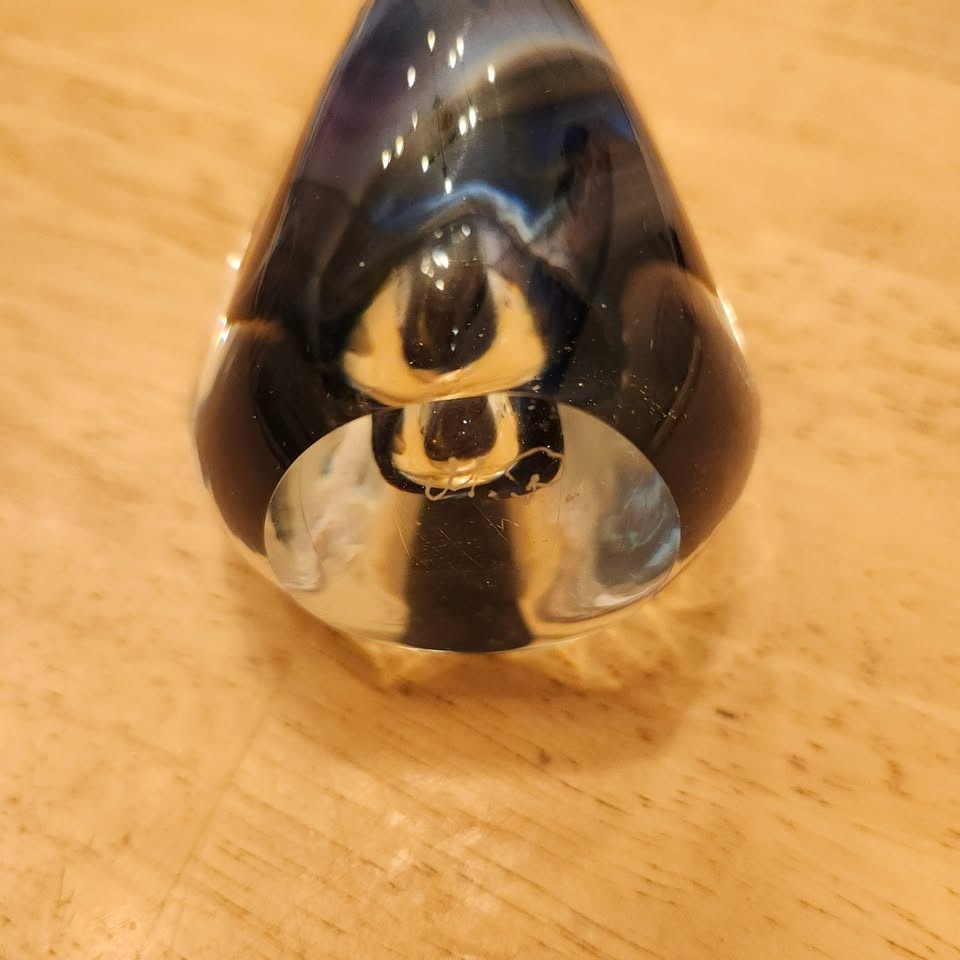 Hand Blown Art Glass Raindrop Paperweight, Signed - photo 4