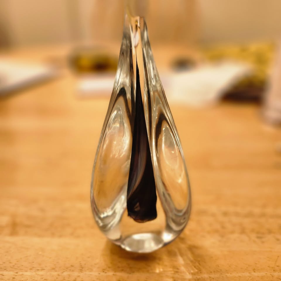 Hand Blown Art Glass Raindrop Paperweight, Signed - photo 5