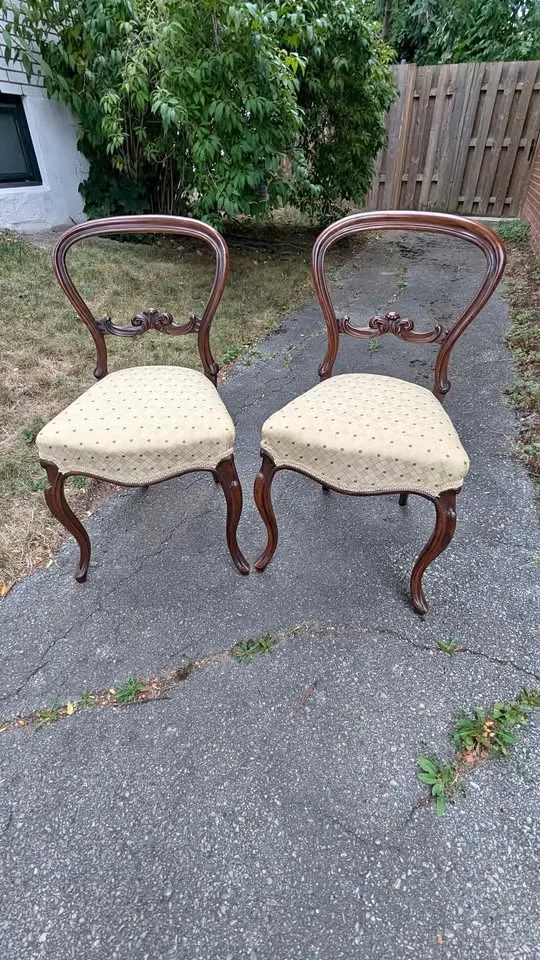 Pair of Antique Victorian Mahogany Balloon Back Chairs thumbnail
